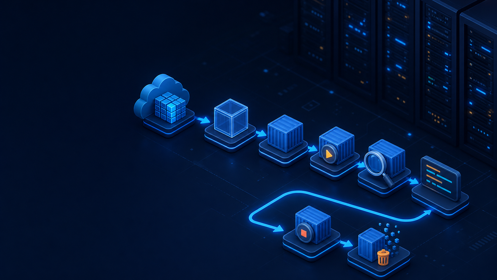 Docker image and container lifecycle from pull through cleanup